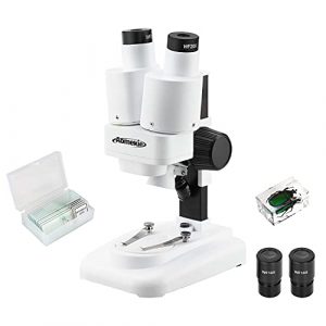 AOMEKIE Stereo Microscope for Kids Students 20-40X with 10Pcs Slides Insect Specimen LED Light Source Wide Field Eyepiece
