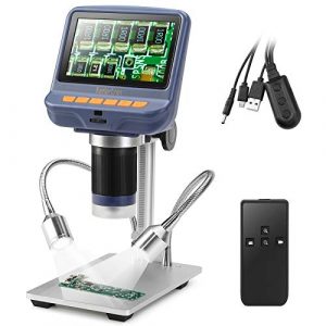 Koolertron 4.3 inch 1080P LCD Digital USB Microscope with 10X-220X Magnification Zoom,8 LED Adjustable Light,Camera Video Recorder for Phone Repair Soldering Tool Jewelry Appraisal Biologic Use