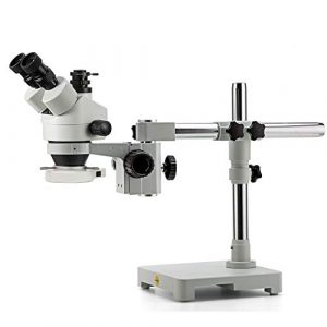 SWIFT S7 7X-45X Trinocular Stereo Microscope with Wide-Field 10X Eyepieces,0.7X-4.5X Zoom Objective Lens, Single-Arm Boom Stand, and 56-Bulb LED Ring Light