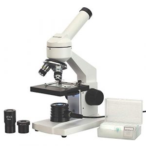 AmScope - M102C-PB10 40X-1000X Biological Compound Microscope with Prepared and Blank Slides for Student and Kids