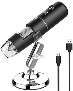 Wireless Digital Microscope Handheld USB HD Inspection Camera 50x-1000x Magnification with Stand Compatible with iPhone, iPad, Samsung Galaxy, Android, Mac, Windows Computer
