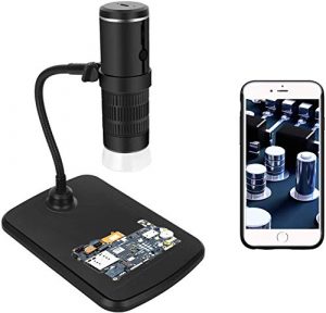 Wireless Digital Microscope,WiFi Microscope Camera 50x to 1000x Zoom 1080P with Professional Lift Stand,Compatible Pocket Microscope with 8 LED Light for iOS and Android