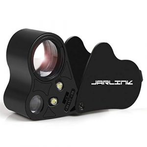 JARLINK 30X 60X Illuminated Jewelers Eye Loupe Magnifier, Foldable Jewelry Magnifier with Bright LED Light for Gems, Jewelry, Coins, Stamps, etc