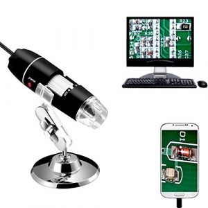 Jiusion 40 to 1000x Magnification Endoscope, 8 LED USB 2.0 Digital Microscope, Mini Camera with OTG Adapter and Metal Stand, Compatible with Mac Window 7 8 10 Android Linux