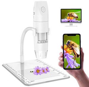 Wireless Digital Microscope, Skybasic Mini Pocket Handheld USB 50x to 1000x Magnification Microscope 8 LED Lights WiFi Microscopes Compatible with Android Smartphone, iPhone, iPad, Windows Mac - White