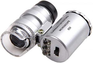 Grow Room Microscope - 60x Handheld Mini Pocket LED Loupe Magnifier - Blue or White Light -