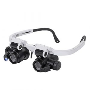 Magnifying Glasses 8X 15X 23X Magnifier LED Headband Glass Eye Magnifying Repair Tool Watchmaking Coin Stamp Currency Book Errors Jewelry Necklace Magnifier Glasses Beading Biology Loupe Microscope