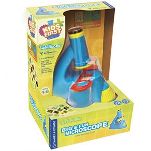 Kids First Big & Fun Microscope Science Experiment Kit | Easy-to-Use Kids Microscope | Ages 4-6 | STEM Experiment Guide and Full-Color User Manual | 72 Images | Extra-wide Eyepiec with Light-up Stage
