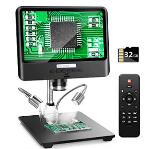 Elikliv 8.5'' Digital Microscope for Adults Kids + 32G SD Card, 1080P Video Microscope with Metal Stand, 50X-1300X Soldering Microscope, 10 LED Fill Lights, 12MP Ultra-Precise Focusing