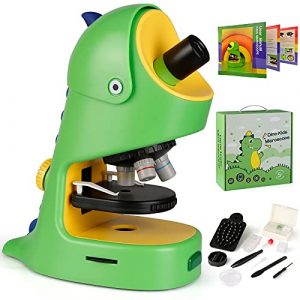 Kids Microscope 40X-400X, Beginner Microscope Kit with Microscope Slides & LED Light, Science Experiment STEM Kit Fits for Ages 5 to 12